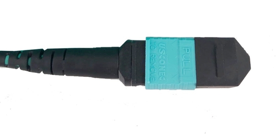 Αγορά OM4 12 ράβδους MPO Fiber Patch Cable Γυναίκα 1m Τύπος Β 3,0mm Aqua σε απευθείας σύνδεση κατασκευή