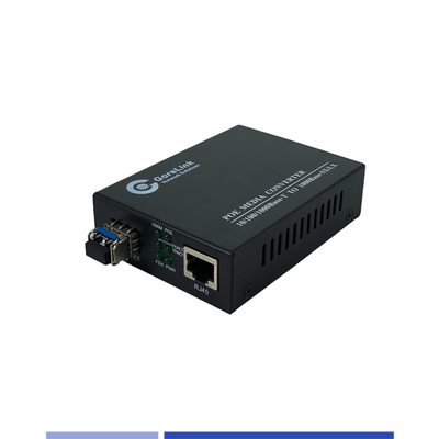Μετατροπέας ενσωματωμένων ινών 10/100/1000Mbps Μονότροπος SMF 1310nm Διπλός διακόπτης SFP 20KM